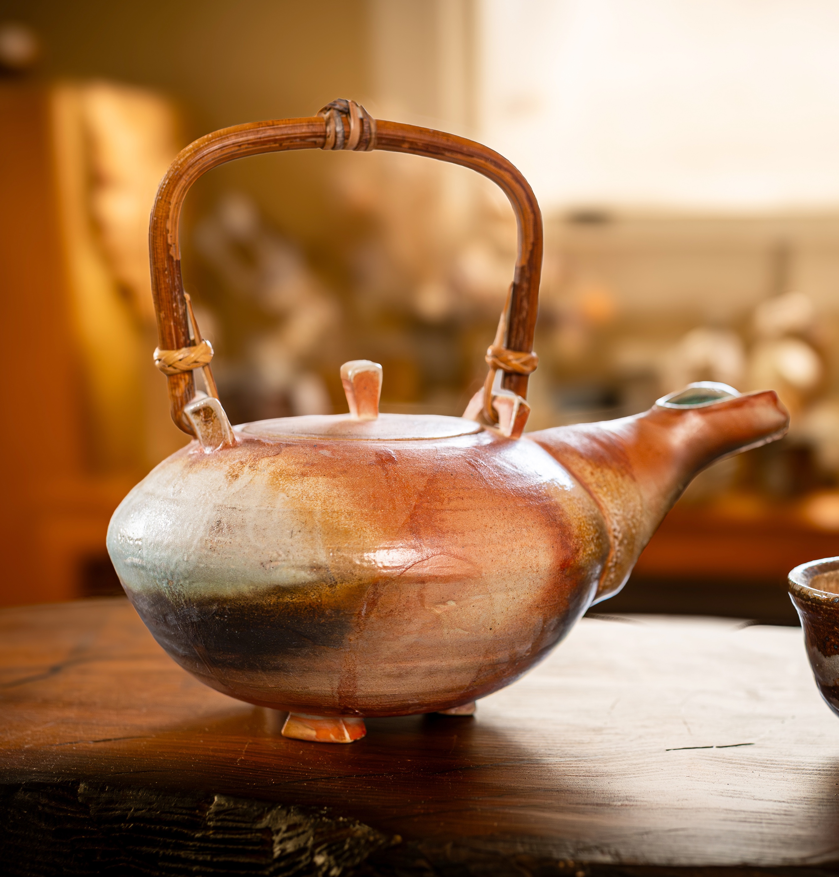 Orange soda-fired teapot