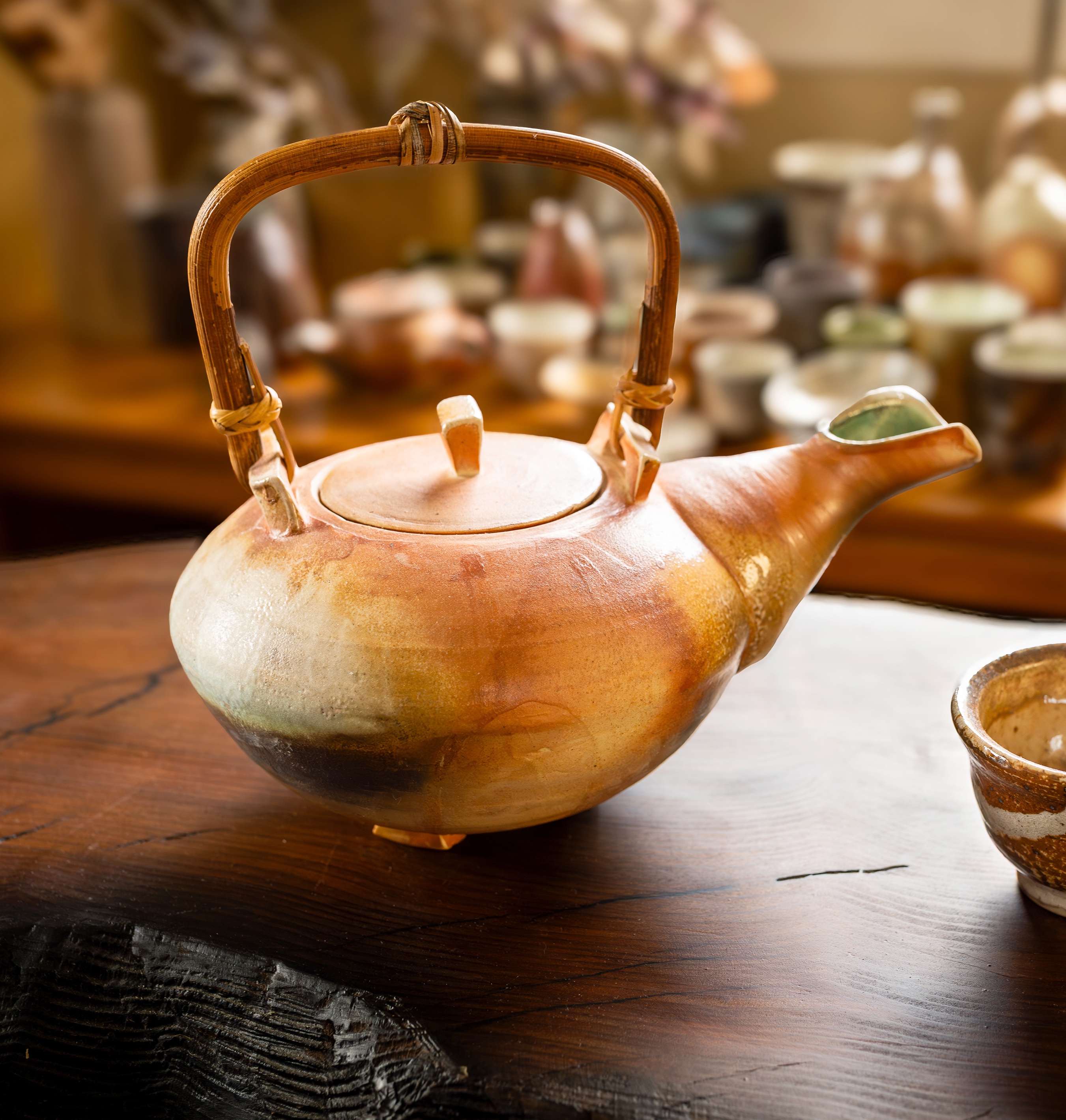 Soda-fired teapot, alternate view