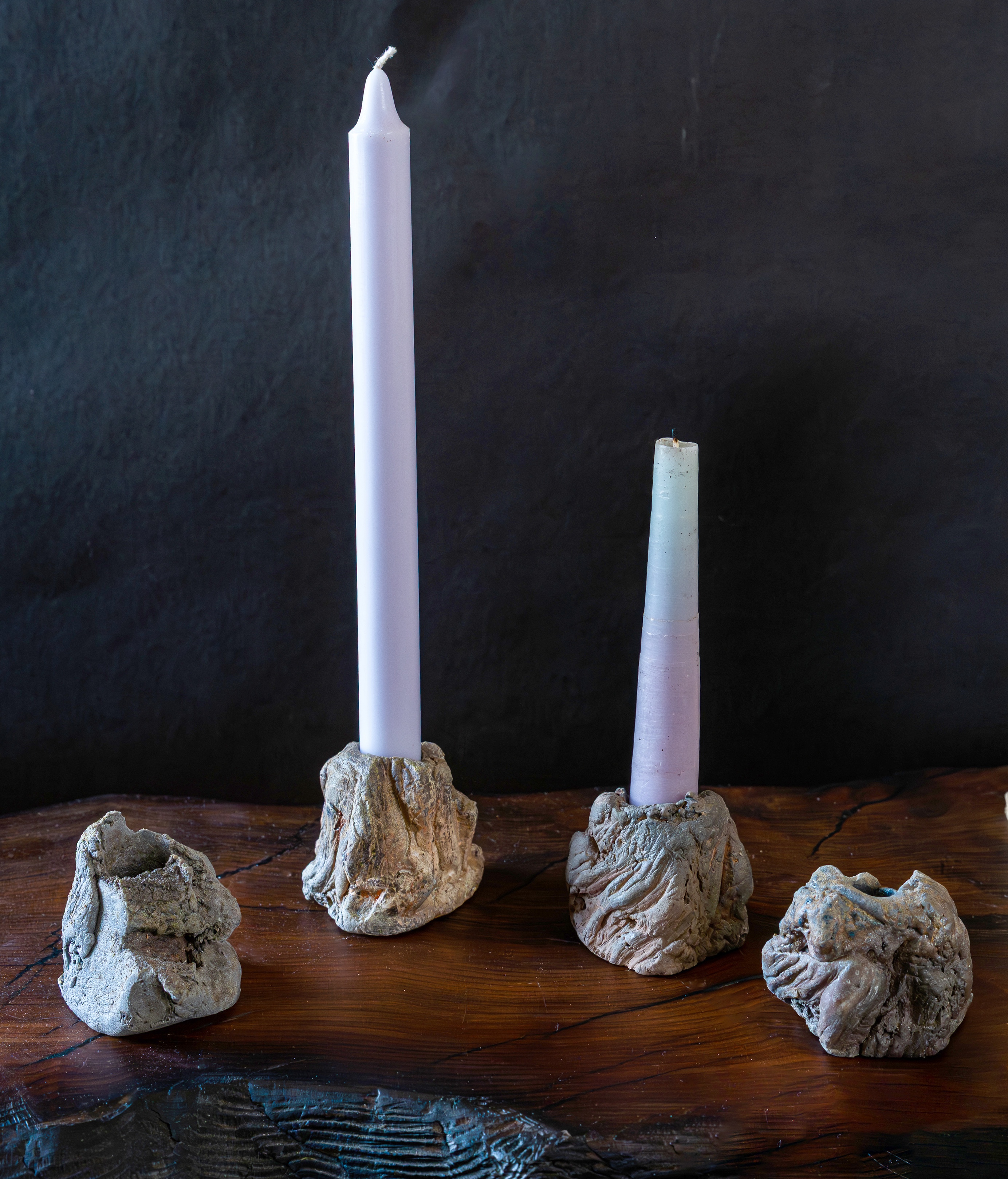 Wood-fired ceramic candle holders